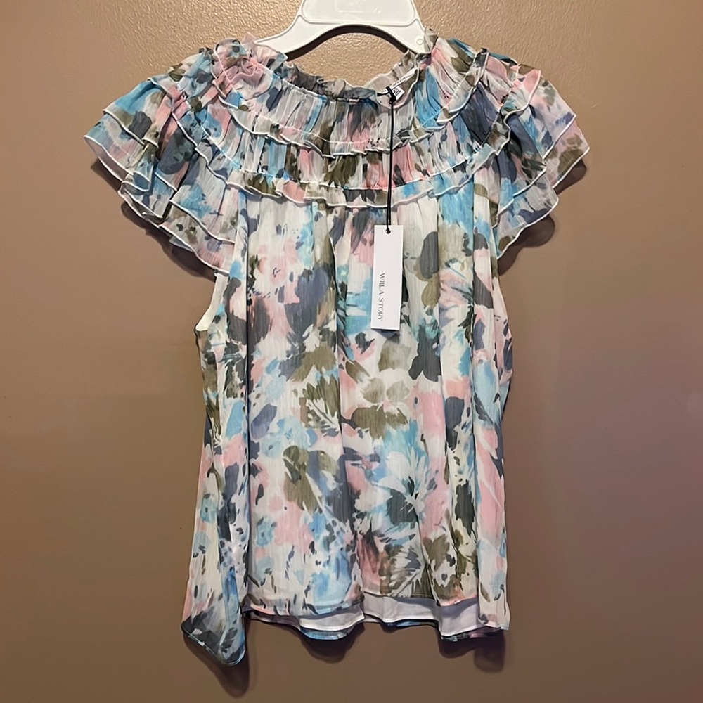 NWT Willa Story Ruffle Sleeve Top